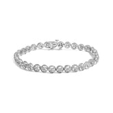 .925 Sterling Silver 1/4 Cttw Diamond 7" Open Circle Wheel Link Tennis Bracelet (I-J Color, I2-I3 Clarity)