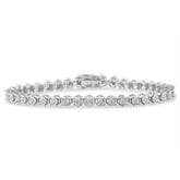 .925 Sterling Silver 1.0 Cttw Diamond Miracle-Set 7" Link Bracelet (I-J Color, I3 Clarity)