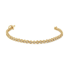 .925 Sterling Silver 1.0 Cttw Miracle Plate Set Diamond Bezel Link Design Tennis Bracelet (I-J Color, I3 Clarity)