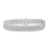 .925 Sterling-Silver 2.0 Cttw Miracle Set Diamond 3 Row S Curve Line Tennis Bracelet (I-J Color, I3 Clarity) -7.25"