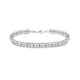 .925 Sterling Silver 1/10 Cttw Diamond Double-Link 7" Rolex Tennis Bracelet (I-J Color, I3 Clarity) - 7.25"