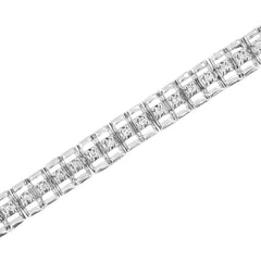 .925 Sterling Silver 1/10 Cttw Diamond Double-Link 7" Rolex Tennis Bracelet (I-J Color, I3 Clarity) - 7.25"