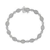 .925 Sterling Silver 1.0 cttw Miracle-set Round-Cut Diamond Pear and Bezel Link Bracelet (I-J, I3) - Size 7.5"