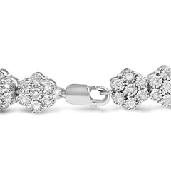 .925 Sterling Silver 2.0 cttw Diamond 7 Stone Floral Cluster Link Bracelet (I-J Color, I3 Clarity) -7.25"