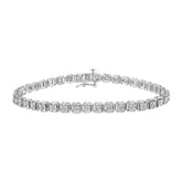 .925 Sterling Silver 1/2 cttw Miracle Set Diamond Box Link Tennis Bracelet (I-J Color, I3 Promo Clarity) - Size 7.25"