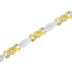 10K Yellow Gold Plated .925 Sterling Silver 1/2 cttw Channel Set Round-cut Diamond X Link Bracelet (I-J Color, I2-I3 Clarity) - Size 7.25"