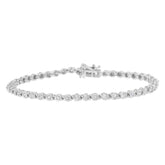 .925 Sterling Silver 1.0 Cttw Bezel-Set Round-cut Diamond Link Bracelet (I-J Color, I3 Clarity) - 7.25"