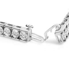 .925 Sterling Silver Miracle Set Diamond Accent Classic Tennis Bracelet (I-J Color, I2-I3 Clarity) - 7.25"