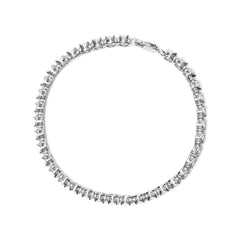 .925 Sterling Silver 1/4 Cttw Miracle-Set Diamond Starburst Round Link Tennis Bracelet (I-J Color, I2-I3 Clarity) - Size 7.25"