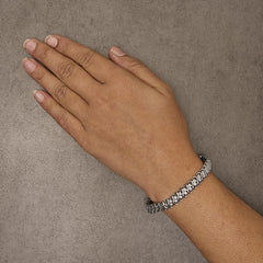 .925 Sterling Silver 1/2 Cttw Diamond Double Row S-Link Bracelet