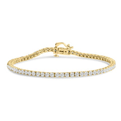 10K Yellow Gold 4.0 Cttw Natural Diamond Tennis Bracelet (K-L Color, I2-I3 Clarity) - 7.25 " Inches
