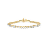 10K Yellow Gold 4.0 Cttw 3-Prong Set Diamond Link Tennis Bracelet (J-K Color, I1-I2 Clarity) - 7.25" Inches