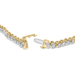 10K Yellow Gold 4.0 Cttw 3-Prong Set Diamond Link Tennis Bracelet (J-K Color, I1-I2 Clarity) - 7.25" Inches