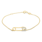10K Yellow Gold 1/10 Cttw Diamond Paperclip Charm Adjustable Link Bracelet (I-J Color, I1-I2 Clarity) - 7.25 Inch