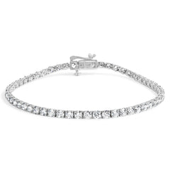 .925 Sterling Silver 2.0 Cttw Round Lab-Grown Diamond Tennis Bracelet (F-G Color, VS2-VS1 Clarity) - 7"