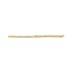 14K Yellow Gold Plated .925 Sterling Silver Diamond Accent Inlaid Cross Cuban Link Bracelet (I-J Color, I3 Clarity)- 7.25"