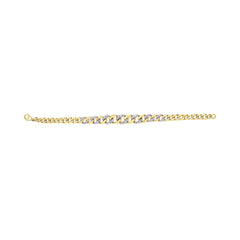 14K Yellow Gold Plated .925 Sterling Silver 1 1/4 Cttw Diamond Cuban Chain Link Bracelet (I-J Color, I3 Clarity)- 7.25"