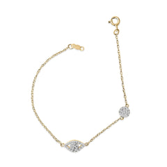 14K Yellow Gold Plated Silver 1/3 Cttw Diamond Evil Eye Station Bracelet
