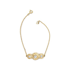 14K Yellow Gold Plated Sterling Silver 1/2 Cttw Lab Grown Diamond Rose Motif Link Bracelet