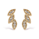 10K Yellow Gold 1/10 Cttw Diamond Triple Leaf Stud Earring (H-I Color, I1-I2 Clarity)