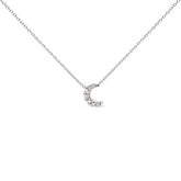 10K White Gold Diamond Accented Crescent Moon Shaped 18" Inch Pendant Necklace (H-I Color, I1-I2 Clarity)