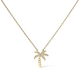 10K Yellow Gold 1/10 Cttw Round Diamond Palm Tree 18" Inch Pendant Necklace (H-I Color, I1-I2 Clarity)