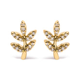 10K Yellow Gold 1/10 Cttw Diamond Accented Leaf and Branch Stud Earrings (H-I Color, I1-I2 Clarity)