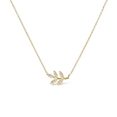 10K Yellow Gold 1/10 Cttw Diamond Leaf and Branch 18" Pendant Necklace (H-I Color, I1-I2 Clarity)