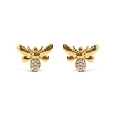 10K Yellow Gold Diamond Accented Bumble Bee Stud Earring (H-I Color, I1-I2 Clarity)