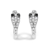 10K White Gold 1/5 Cttw Diamond Snake Eyes Huggy Hoop Earrings