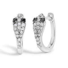 10K White Gold 1/5 Cttw Diamond Snake Eyes Huggy Hoop Earrings