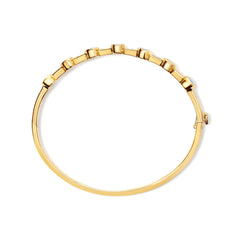 14K Yellow Gold 1/3 Cttw Round-Cut Diamond and 5MM Oval-Cut Blue Tanzanite Gemstone Bangle Bracelet (H-I Color, I1-I2 Clarity) - Size 7" Inches
