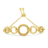 14K Yellow Gold Plated .925 Sterling Silver 1/10 Cttw Diamond Infinity Loop Adjustable Bolo Tennis Bracelet
