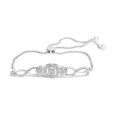 Sterling Silver Diamond Double Heart Bolo Bracelet (0.1 cttw, H-I Color, I2-I3 Clarity)
