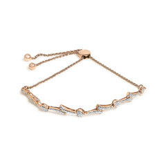 .925 Sterling Silver Diamond Accent Heart and Wave Link Bolo Bracelet (I-J Color, I2-I3 Clarity) - 6" to 9" Adjustable