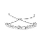 .925 Sterling Silver Diamond Accent Alternating Marquise Shape and Heart Links Bolo Bracelet (I-J Color, I3 Clarity) - Adjustable 6" to 9"
