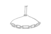 .925 Sterling Silver 1/2 Cttw Diamond Paperclip Link Adjustable Bolo Bracelet (G-H Color, SI1-SI2 Clarity)