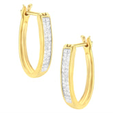 10K Yellow Gold 1/2 Cttw Invisible Set Princess-cut Diamond Hoop Earrings (H-I Color, SI2-I1 Clarity)