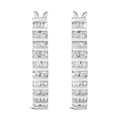 10K Yellow Gold 1.0 Cttw Alternating Diamond "U" Hoop Earrings (I-J Color, I2-I3 Clarity)