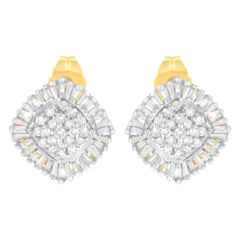 10K Yellow Gold 1/2 cttw Diamond Cluster Cocktail Stud Earrings (I-J, I1-I2)