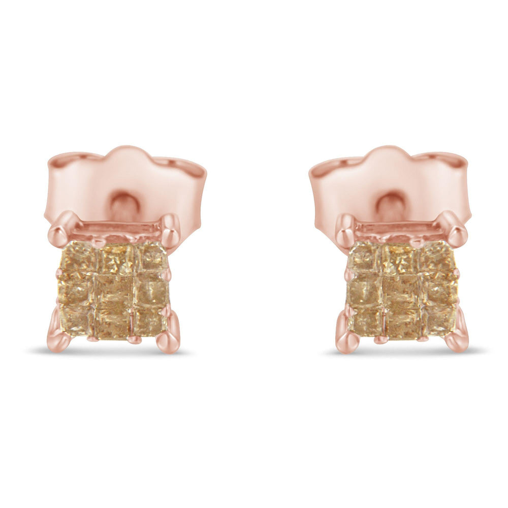 Sterling Silver Princess Diamond Stud Earring (0.25 cttw, I-J Color, I2-I3 Clarity)