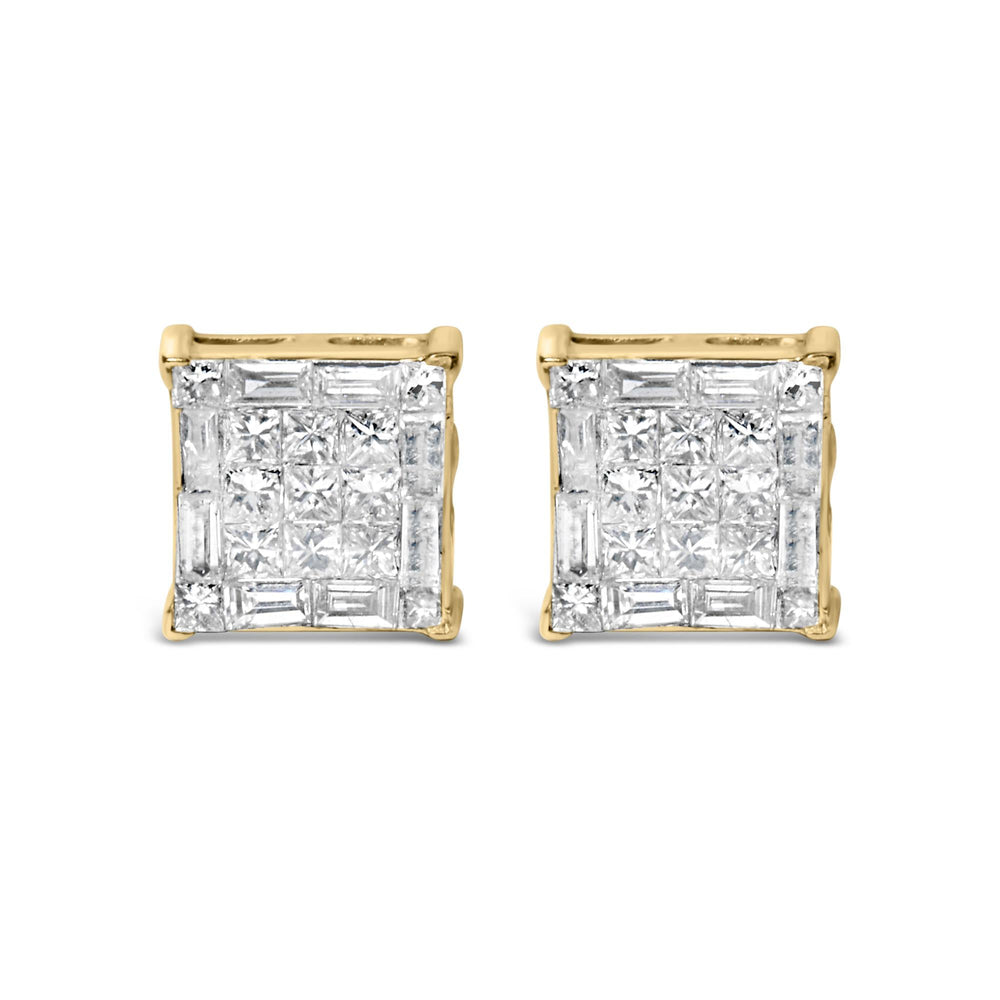 10KT Yellow Gold Diamond Stud Earrings (1 cttw, I-J Color, SI2-I1 Clarity)