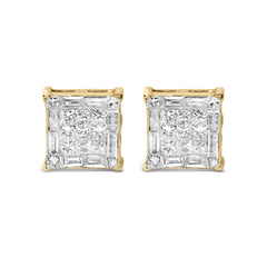 10KT Yellow Gold Diamond Stud Earrings (1 cttw, I-J Color, SI2-I1 Clarity)