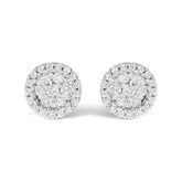 14K White Gold 1/2 Cttw Brilliant-Cut Diamond Halo-Style Cluster Round Button Stud Earrings (H-I Color, I1-I2 Clarity)