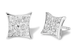 .925 Sterling Silver 3/4 Cttw Diamond Composite Curved Square Stud Earring (I-J Color, I3 Clarity)