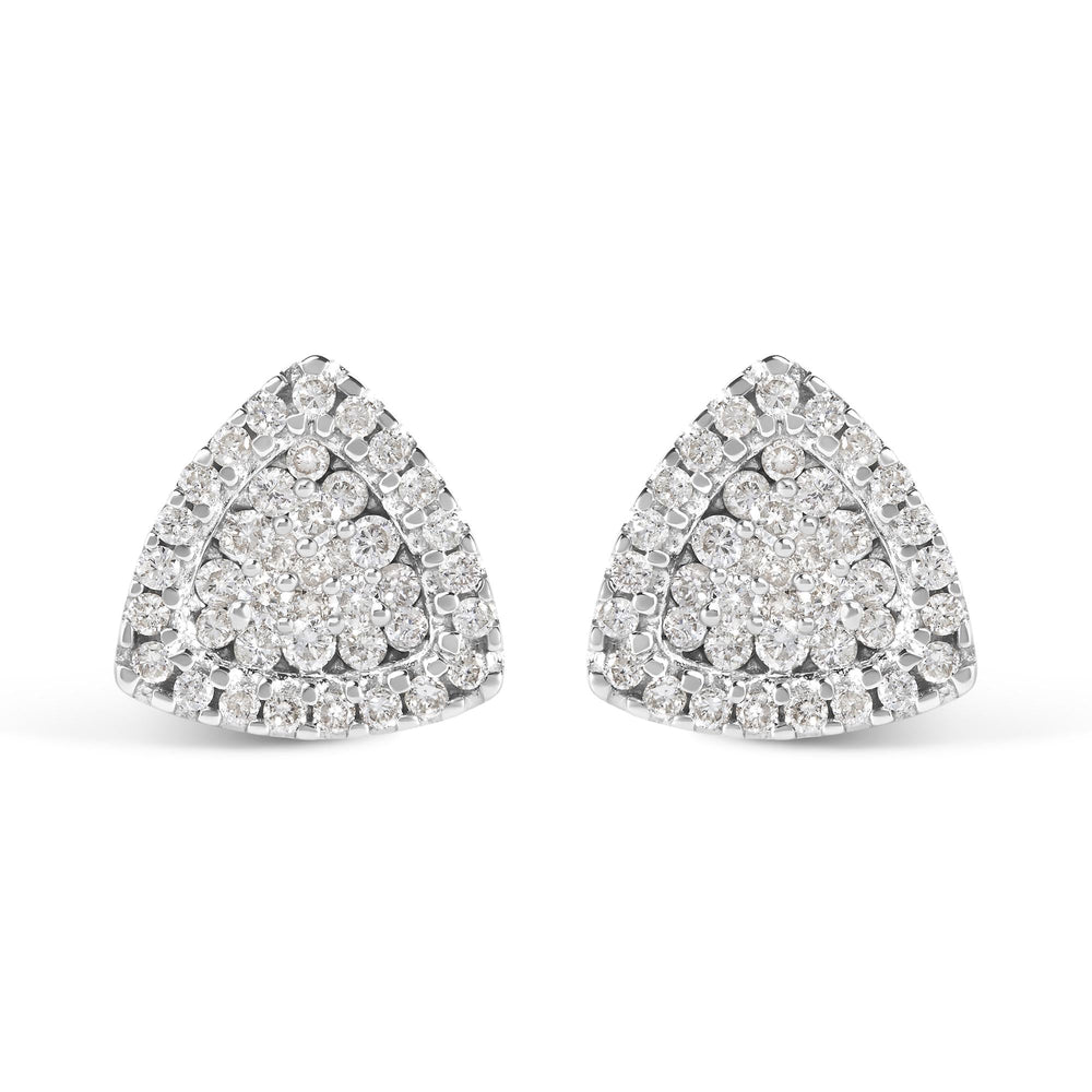 14K White Gold 1/2 cttw Trillion Shaped Diamond Stud Earrings (H-I Clarity, SI2-I1 Color)