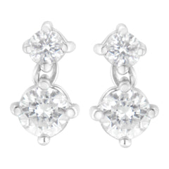14K White Gold 1 cttw Double Diamond Stud Earrings (H-I Clarity, SI2-I1 Color)