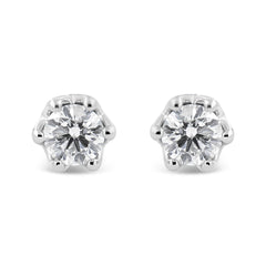 14K Gold 1/2 Cttw Round Diamond Crown Stud Earring (I-J Color, I1-I2 Clarity)