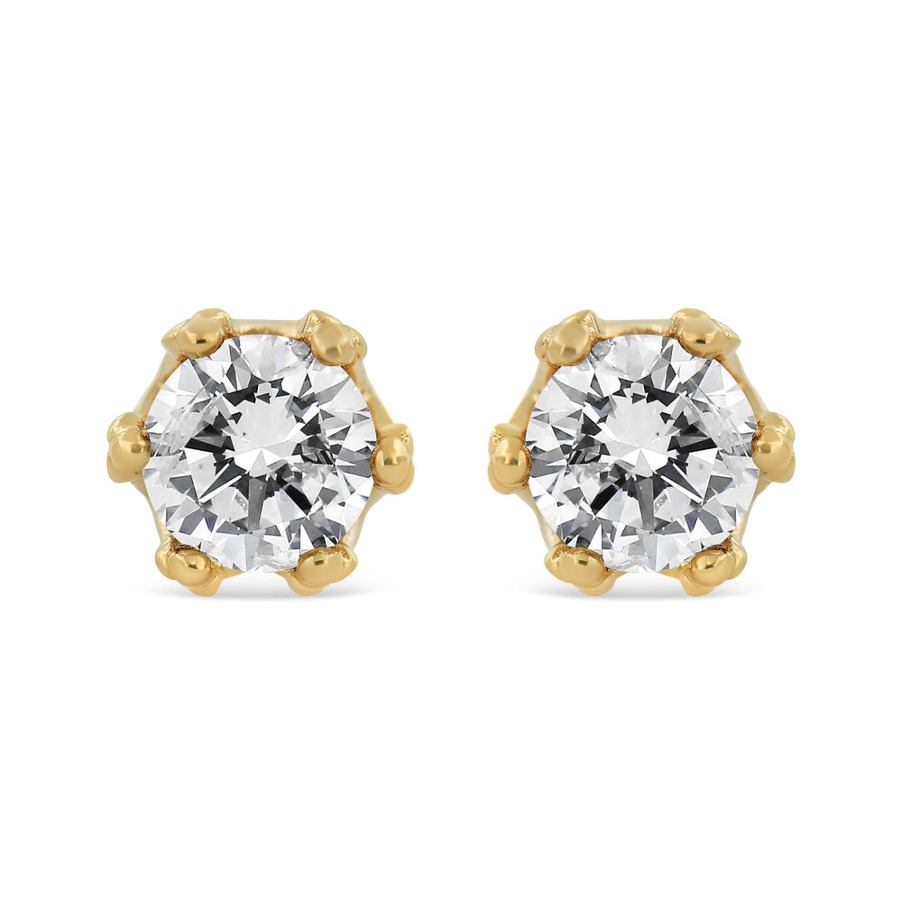 14K Gold 1/2 Cttw Round Diamond Crown Stud Earring (I-J Color, I1-I2 Clarity)