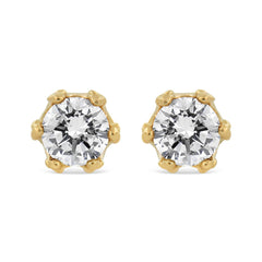 14K Gold 1/2 Cttw Round Diamond Crown Stud Earring (I-J Color, I1-I2 Clarity)